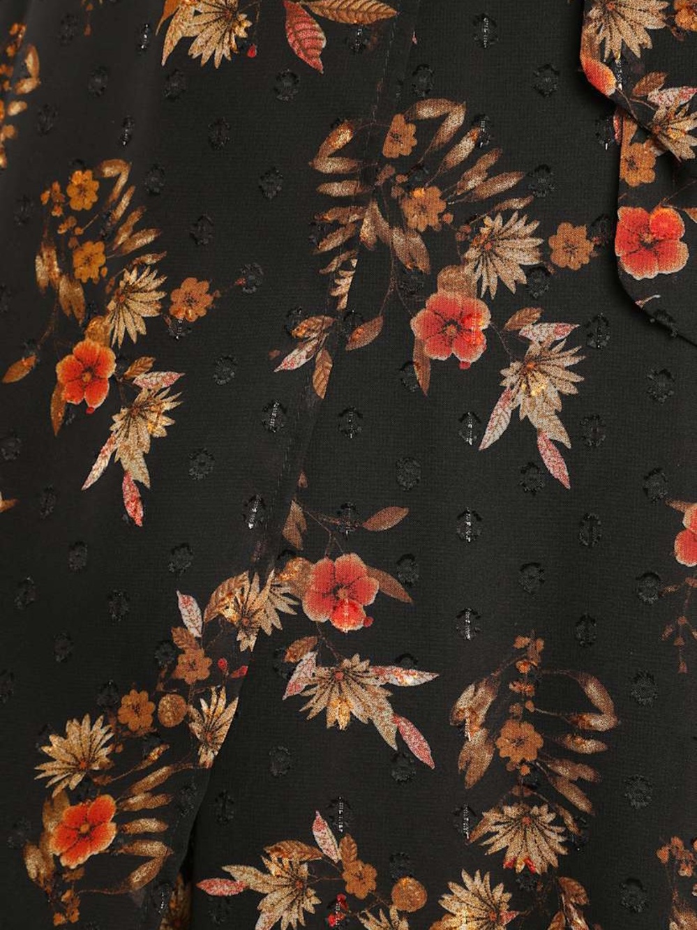 Lulus Seasonal Chic Black Floral Swiss Dot Wrap High-Low Dress - Picture 4 of 12